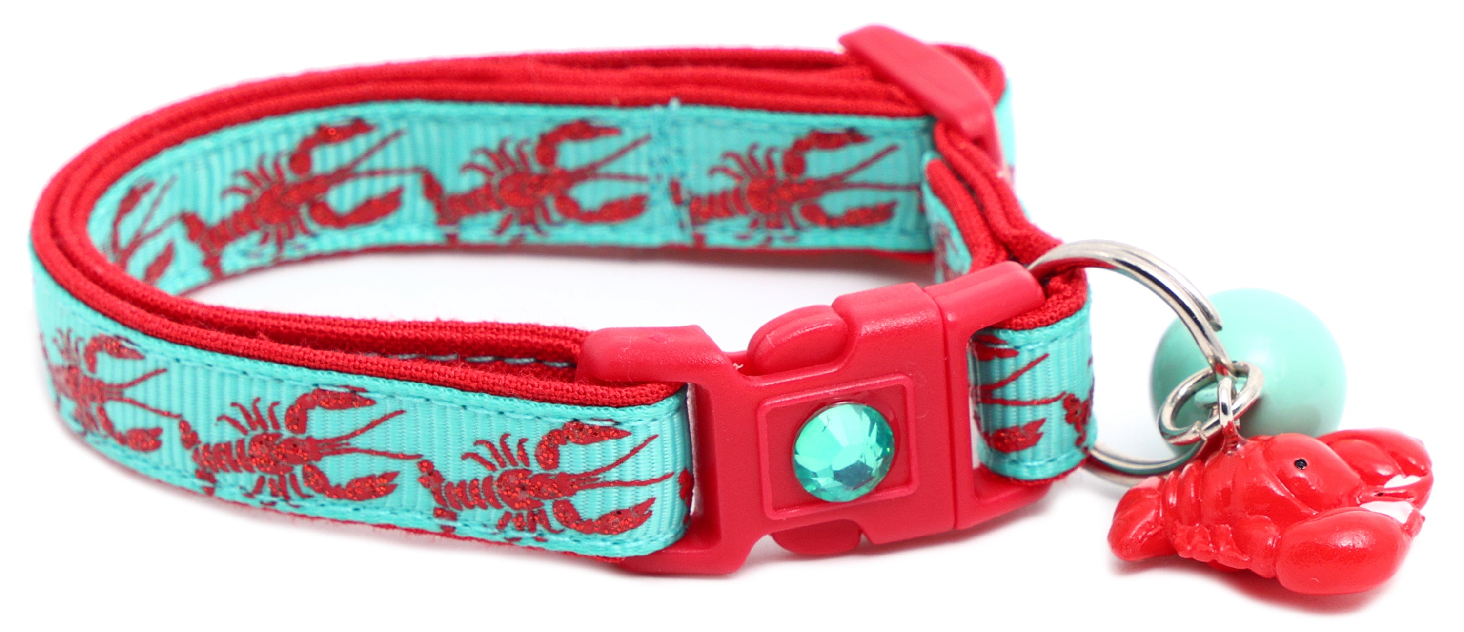 Lobster Breakaway Cat Collar made of reinforced cotton, featuring a breakaway clip and customizable options.